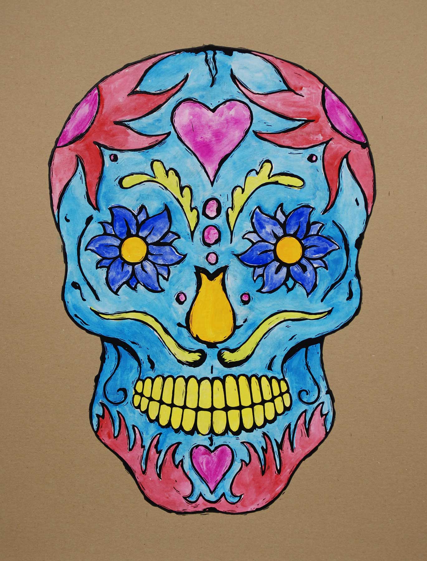 Tattoo Skull hand colored with